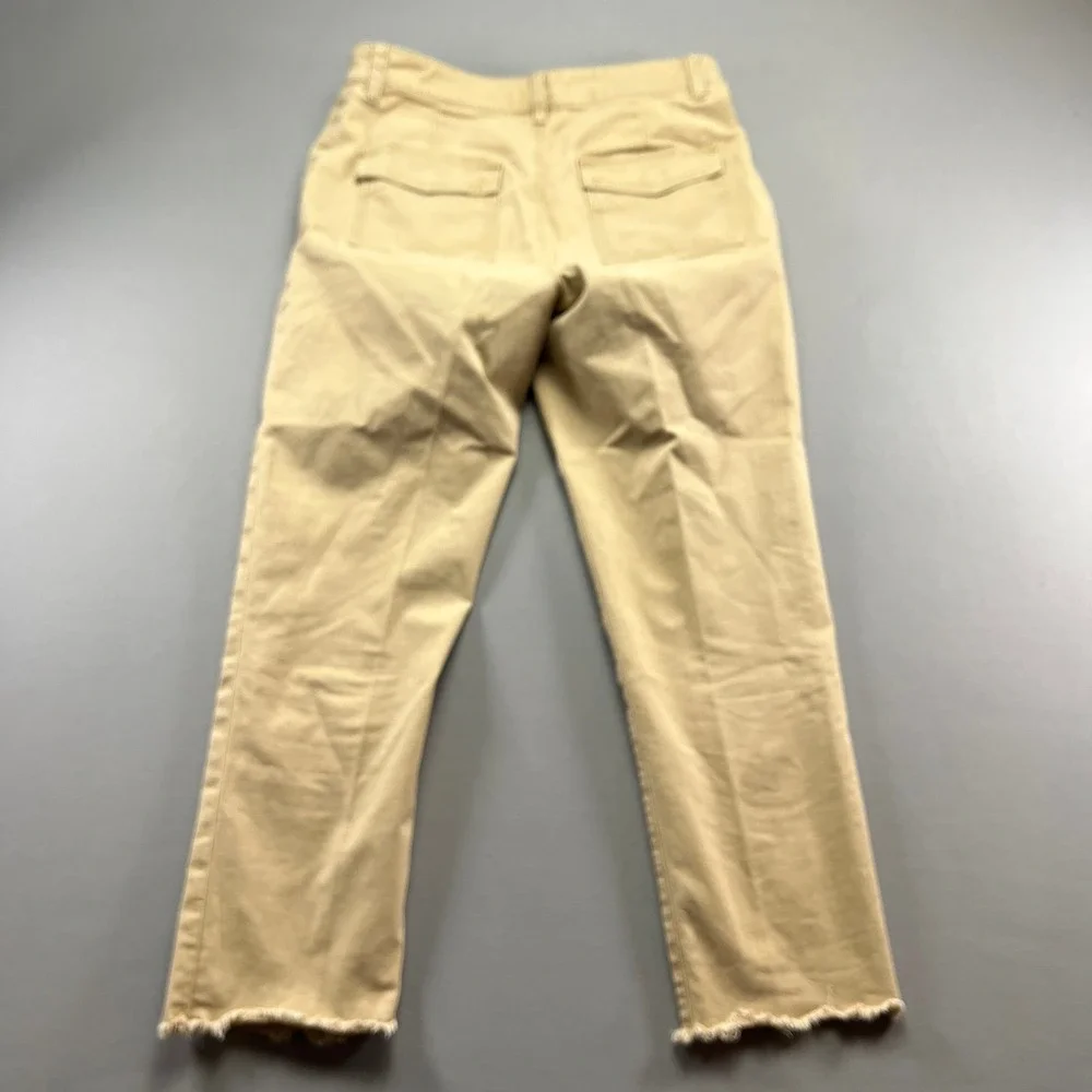 Loft Chino Pants Womens 4 Tan Cotton Stretch Resort Wear Straight Leg Frayed Hem